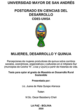 MUJERES, DESARROLLO Y QUINUA